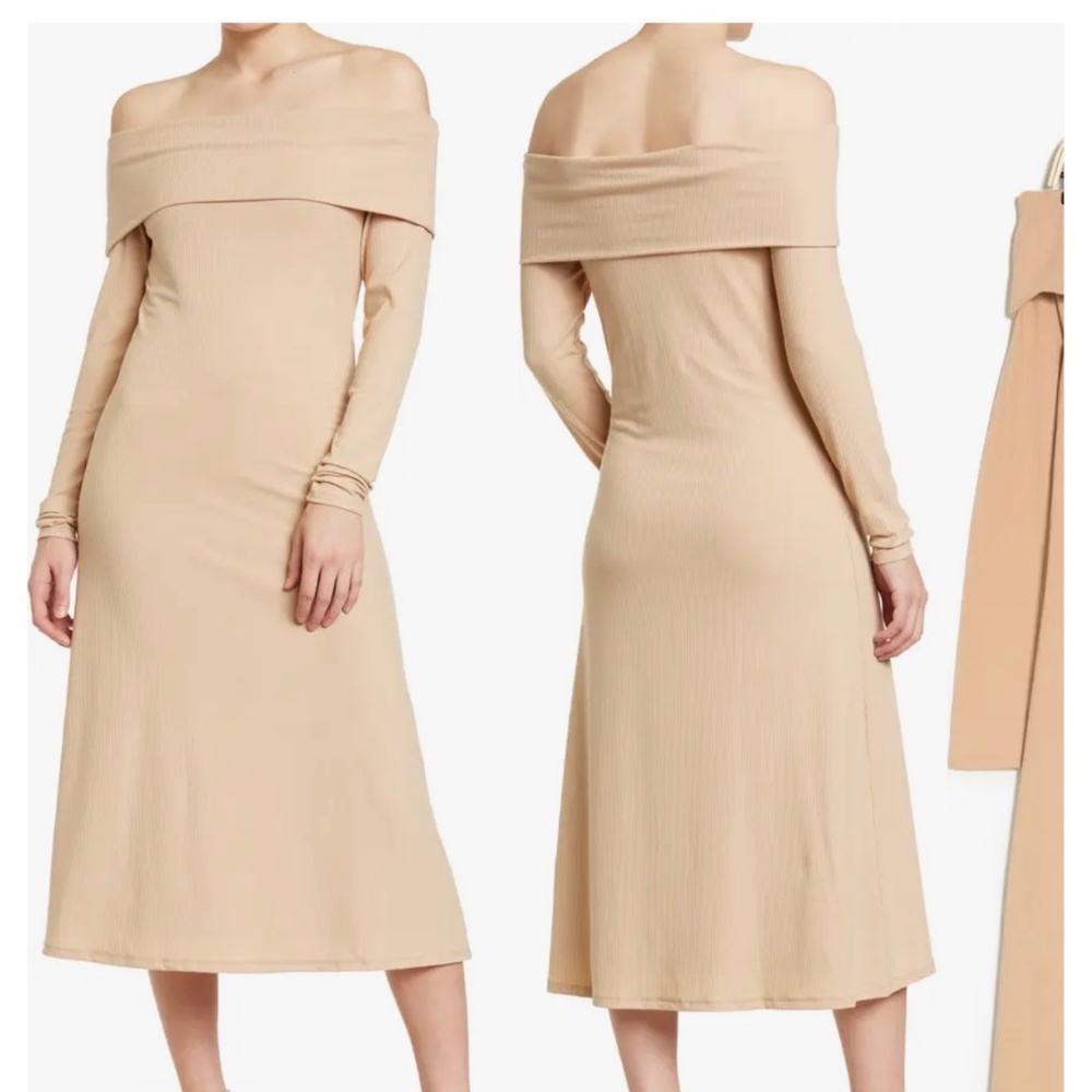 AFRM off the shoulder nude color dress